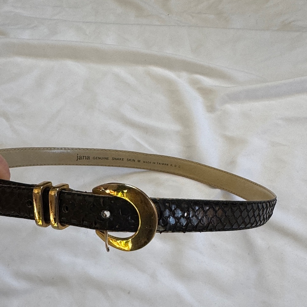 Vintage Snake Skin Black and Gold Belt